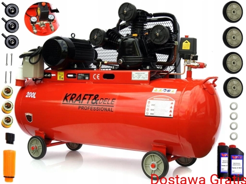 10 bar Kompresor olejowy KD408 200L 400v 3 tłoki 600 L/min sprężarka olejowa pompa powietrza KRAFT